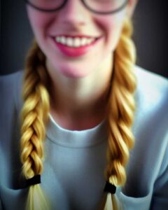 Mujer sonriendo Joven Rubia Coletas inteligencia artificial